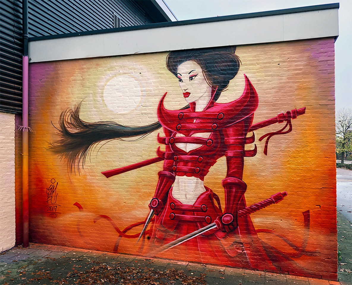 Samurai graffiti in Hengelo, The Netherlands