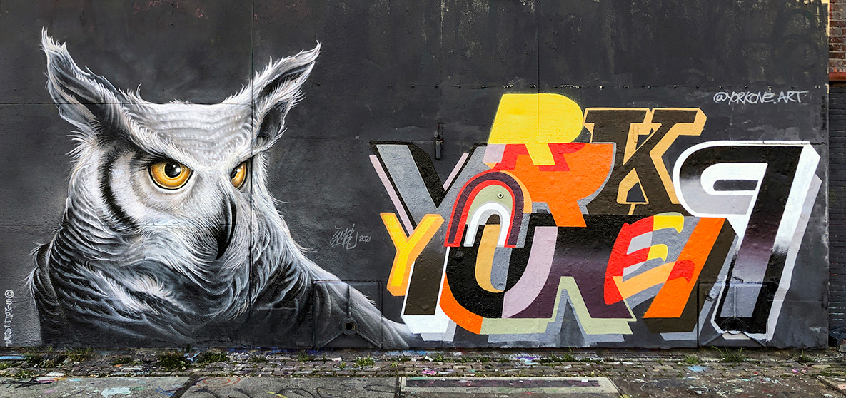 Simbl, NDSM Amsterdam, street art, graffiti, straat museum, owl, birds of pray,