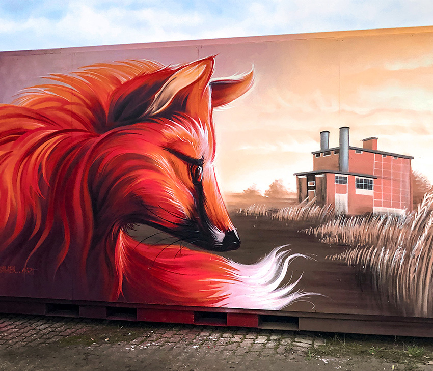 street-art. graffiti, spraycan, painting, spuitbus, vos, fox, hengelo, bierbrouwerij, brewery, verrev, gemeente hengelo, 