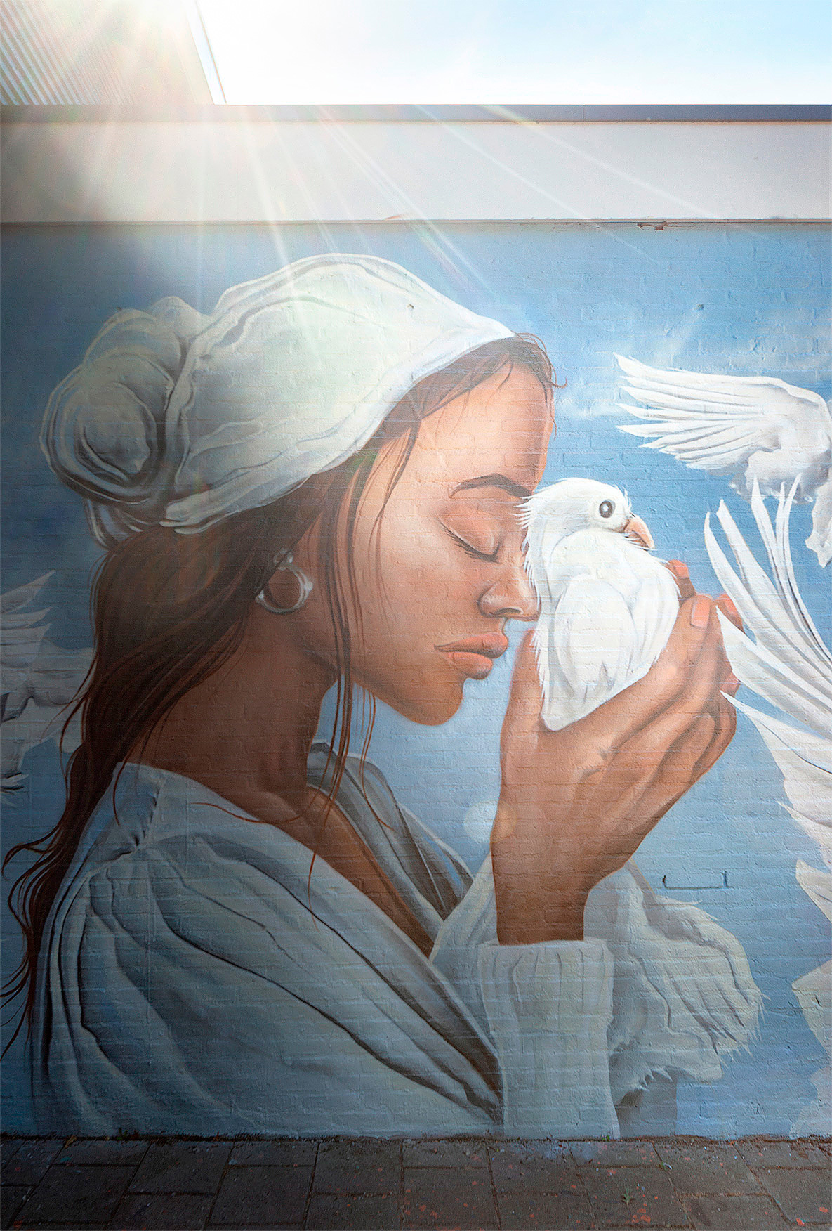street-art, graffiti, spraycan, painting, spuitbus, doves, white doves, inner, reflection, inner-reflection, meditation, mindfulness, peace, hengelo, 